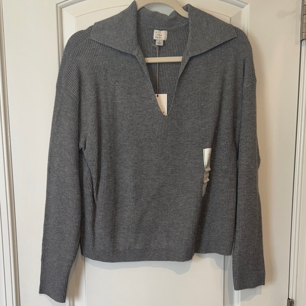 A New Day Charcoal Ribbed Knit Top